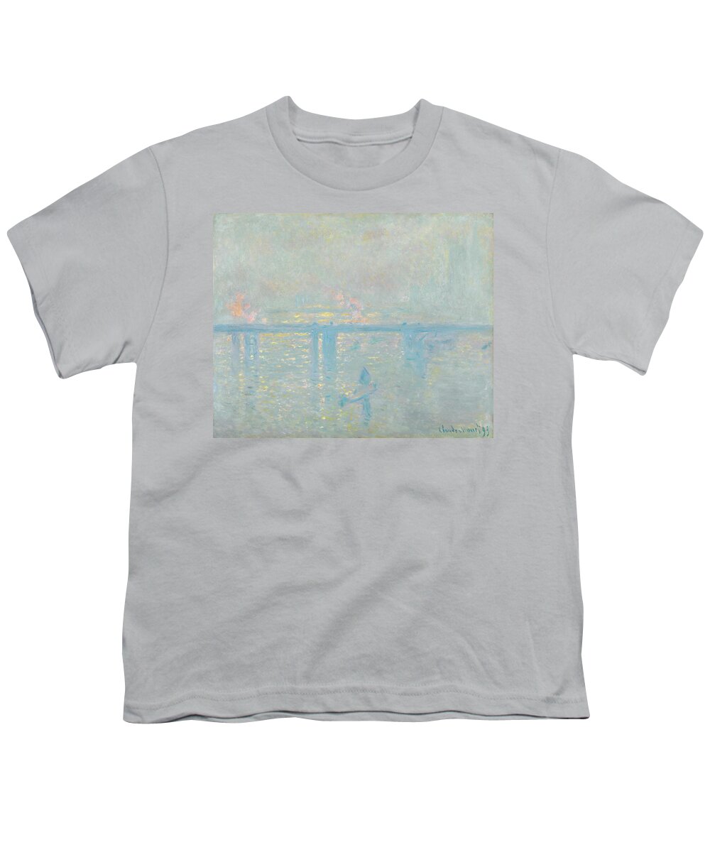 Canvas Youth T-Shirt featuring the painting Claude Monet -Paris, 1840-Giverny, 1926-. Charing Cross Bridge -1899-. Oil on canvas. 64.8 x 80.6... by Claude Monet -1840-1926-