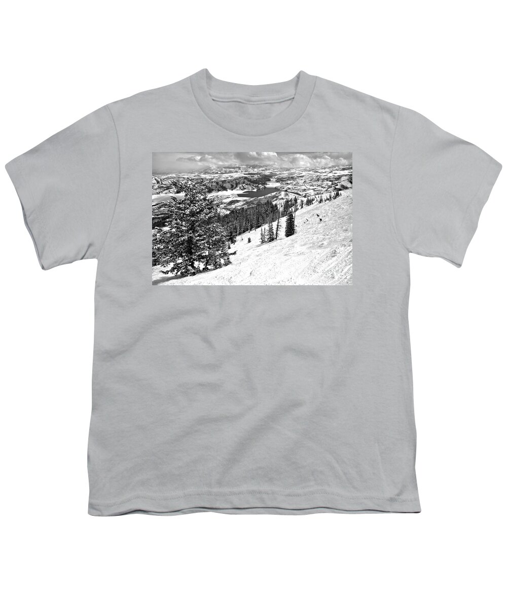Deer Valley Youth T-Shirt featuring the photograph Deer Valley Views From The Bumps Black And White by Adam Jewell