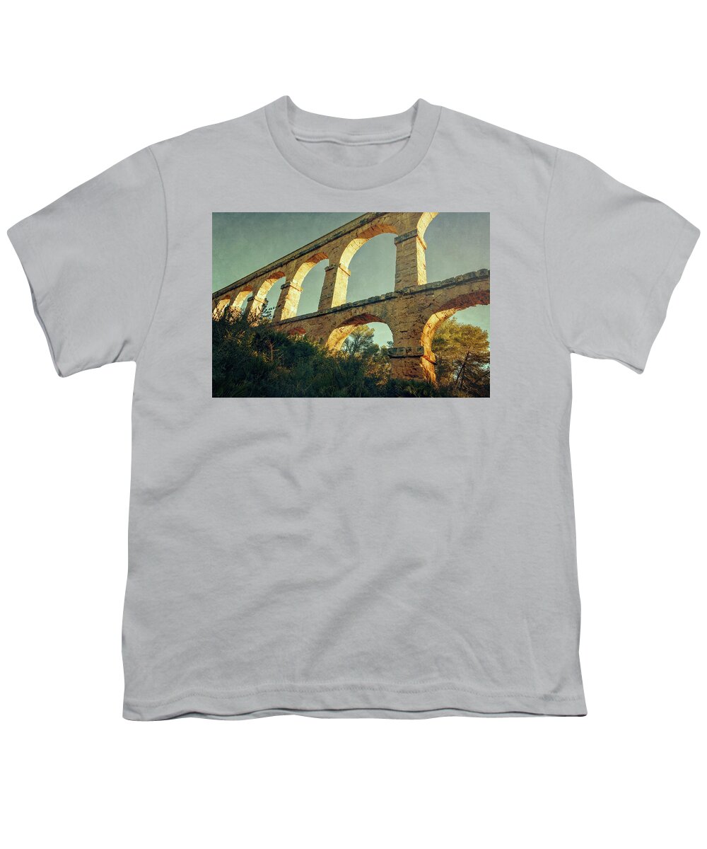Joan Carroll Youth T-Shirt featuring the photograph Devil's Bridge Tarragona Spain IV by Joan Carroll