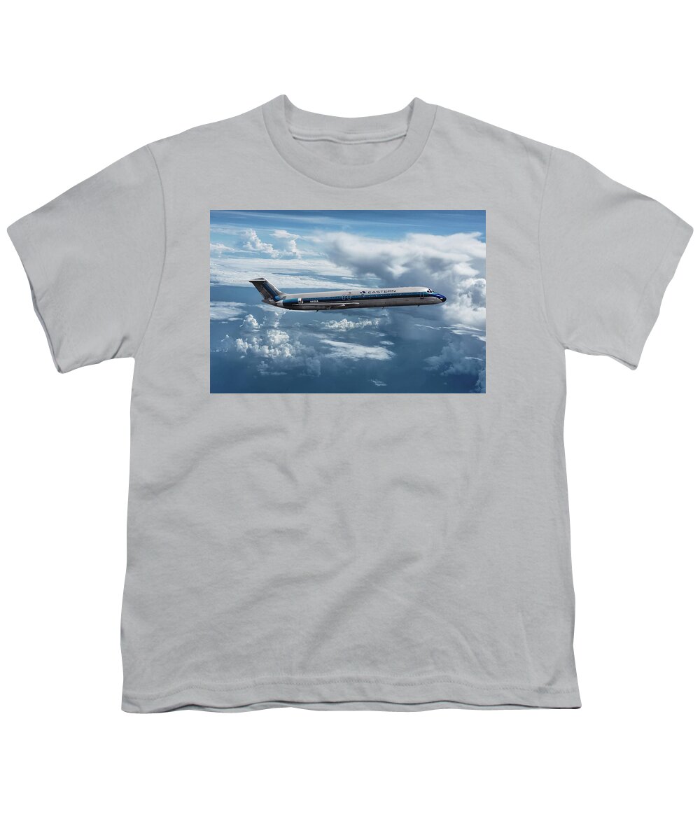 Eastern Airlines Youth T-Shirt featuring the mixed media Eastern Airlines DC-9 Among the Clouds by Erik Simonsen