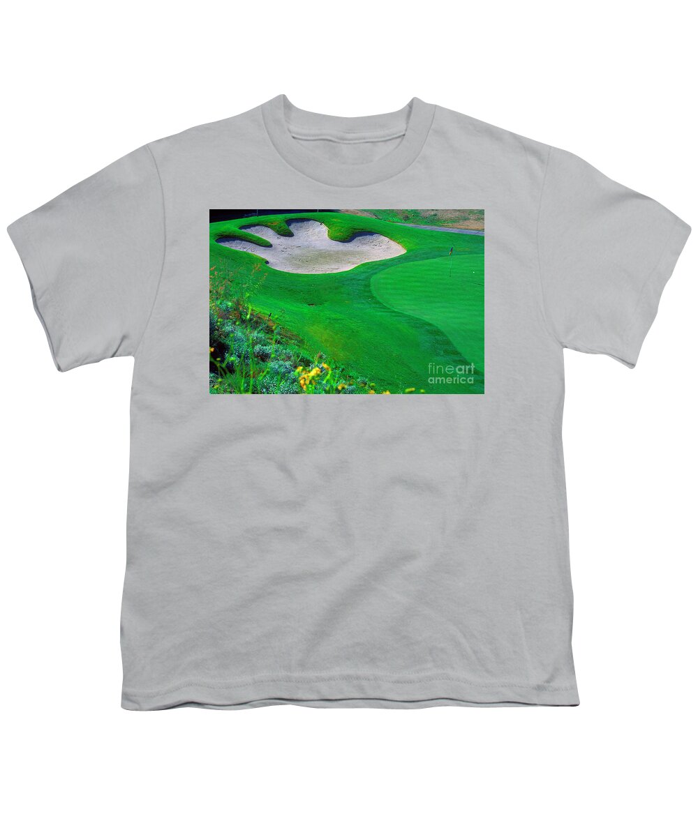 Golf Course Youth T-Shirt featuring the photograph Hand in Sand by Terri Brewster