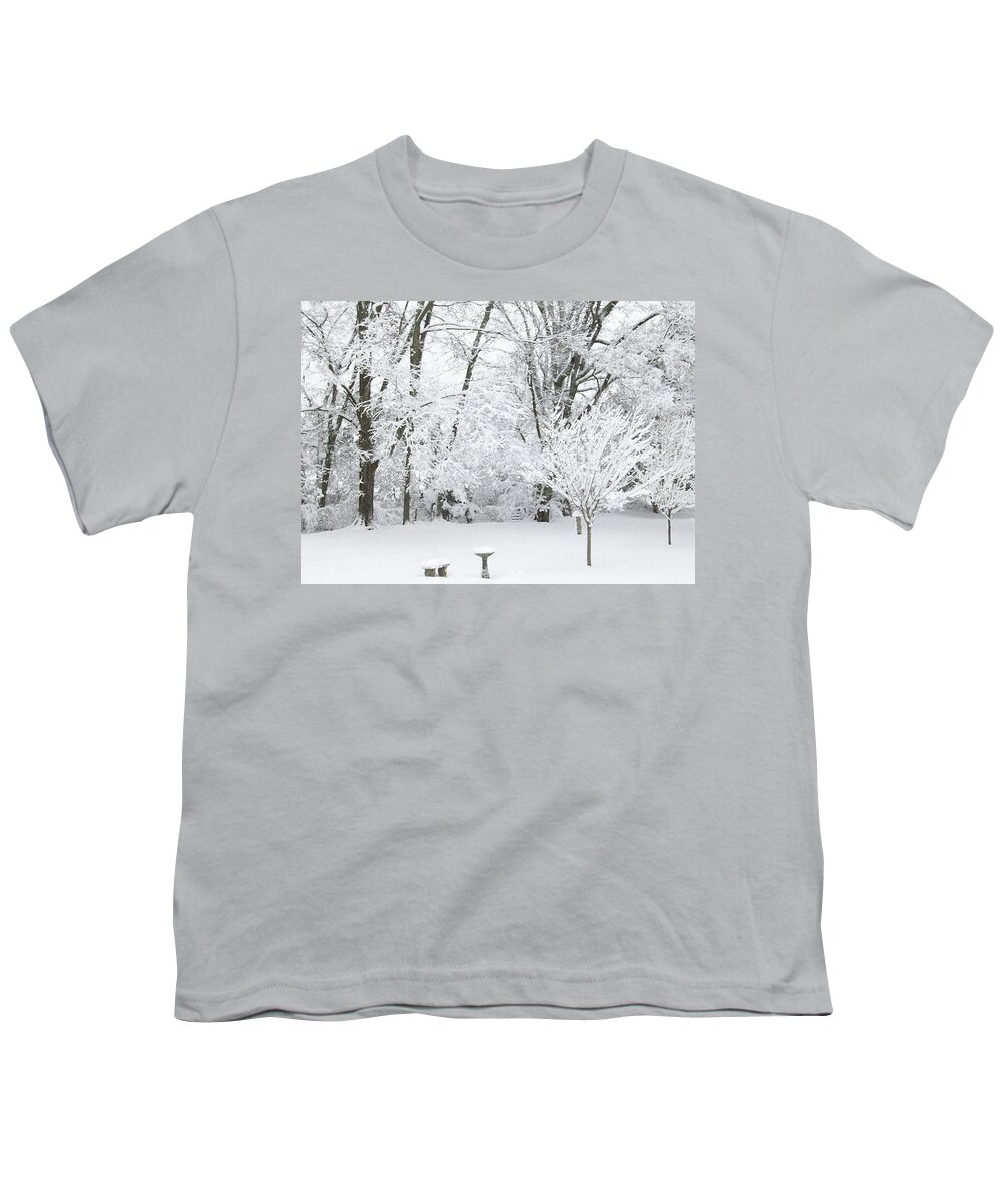 White Youth T-Shirt featuring the mixed media Ice and Snow2 by Belinda Landtroop