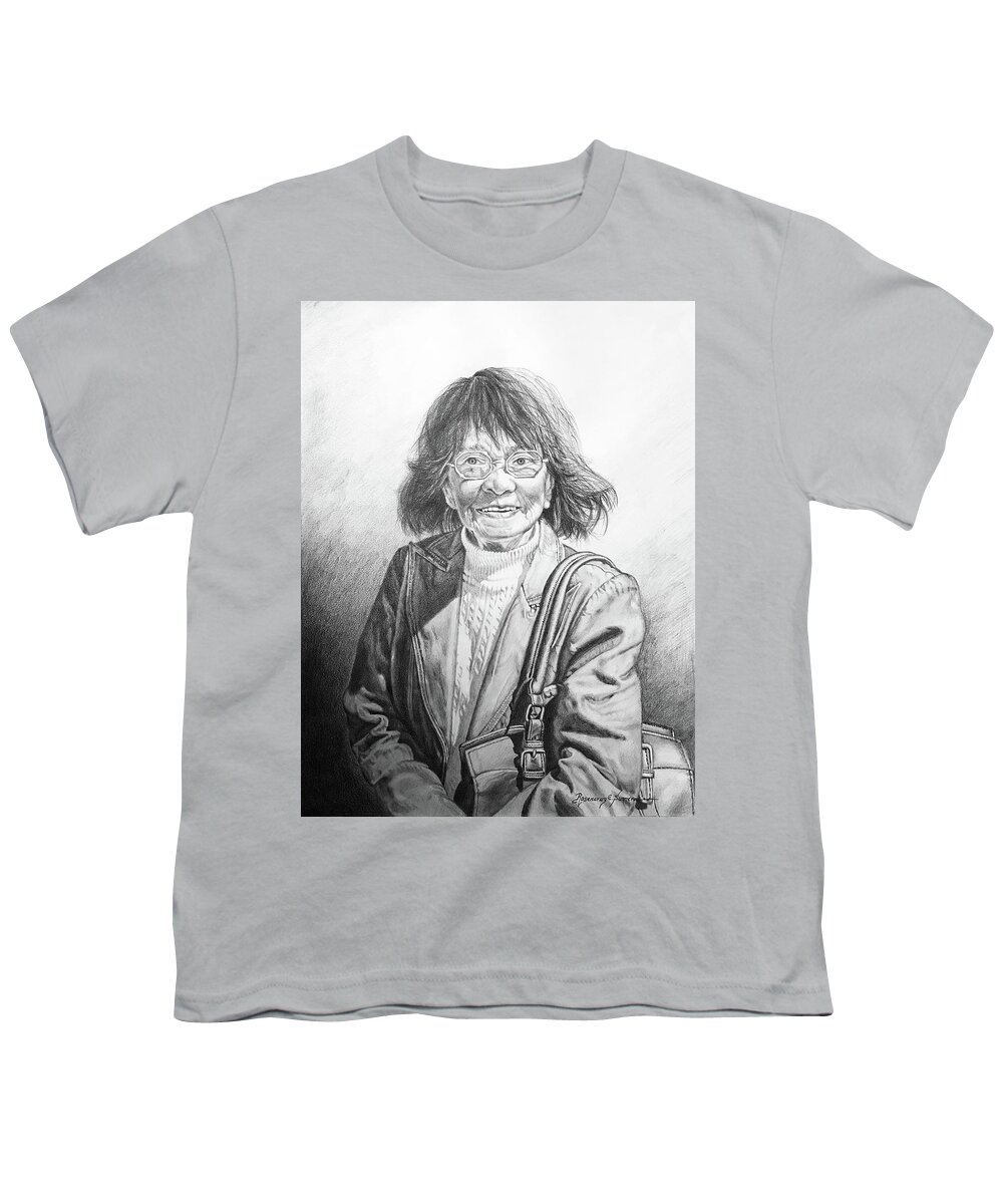 Portrait Youth T-Shirt featuring the drawing Nana my 92-year old mom by Rosencruz Sumera
