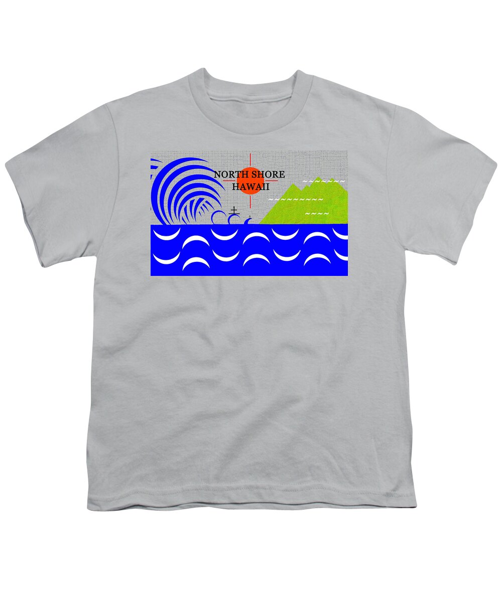 North Shore Hawaii Youth T-Shirt featuring the digital art North Shore Hawaii surfing art by David Lee Thompson