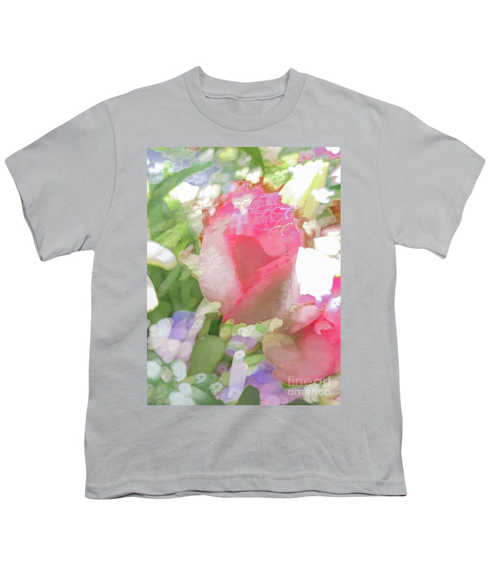Abstract Youth T-Shirt featuring the photograph Pink Rose Pastel Abstract by Phillip Rubino
