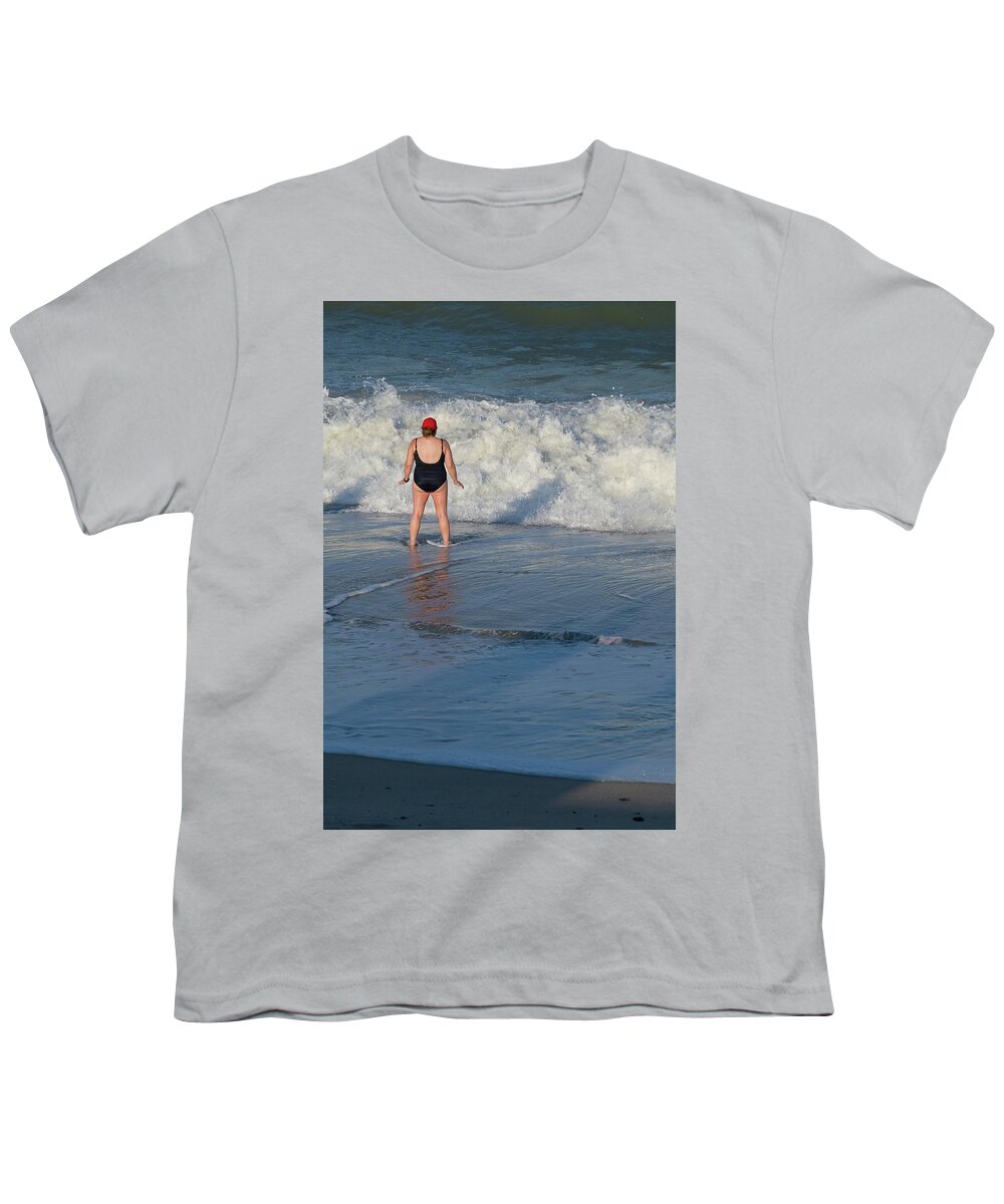 Florida Youth T-Shirt featuring the photograph Playing in the Florida Surf by T Lynn Dodsworth