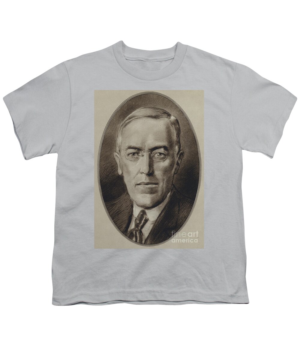 Portraits Of American Statesmen Youth T-Shirt featuring the painting Portraits Of American Statesmen, Woodrow Wilson by Gordon Ross