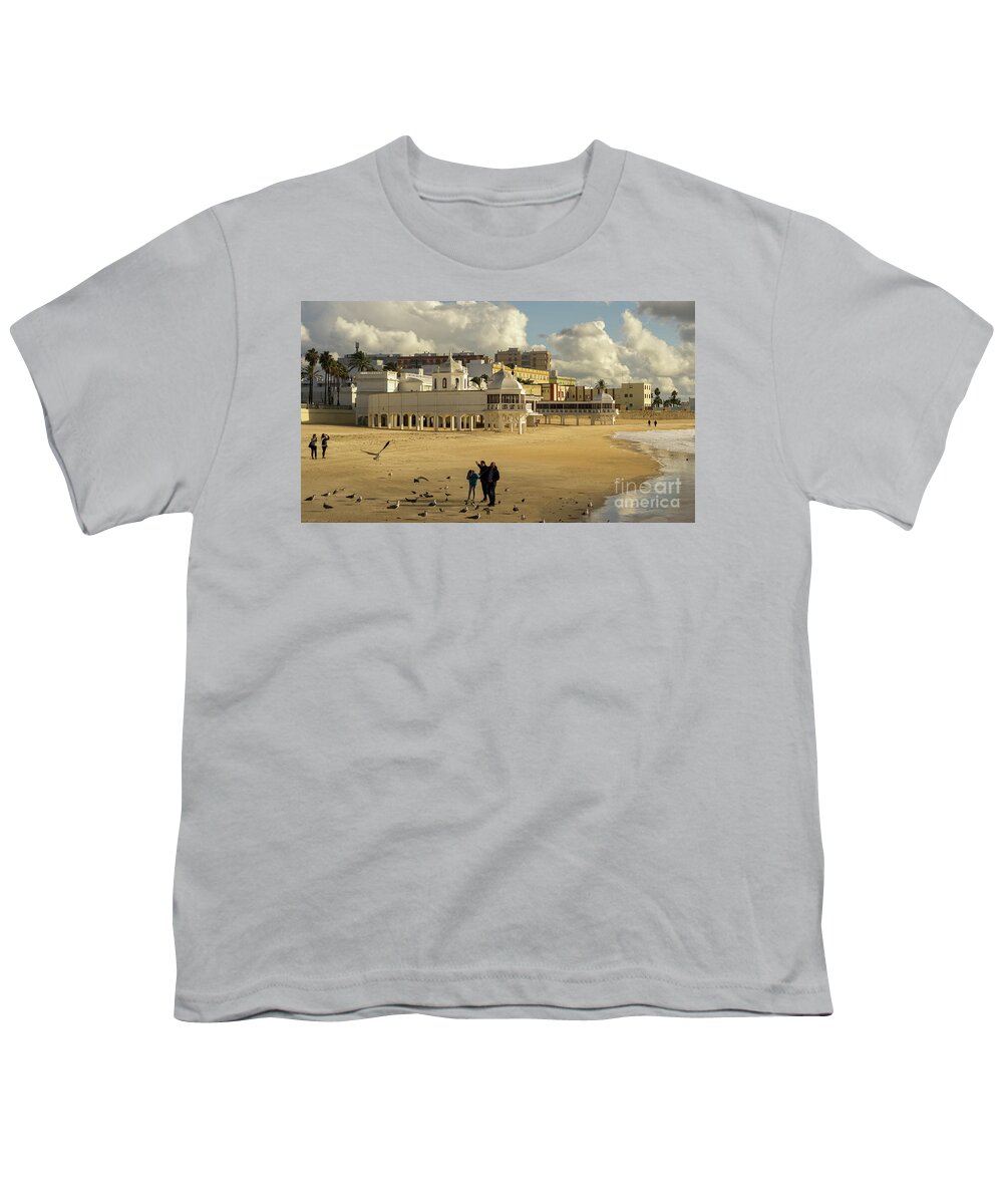 Beautiful Youth T-Shirt featuring the photograph Seagulls at Caleta Beach Cadiz Spain by Pablo Avanzini