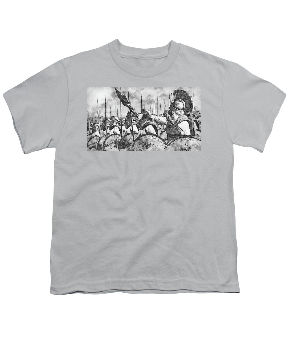 Spartan Warrior Youth T-Shirt featuring the painting Spartan Army at War - 33 by AM FineArtPrints
