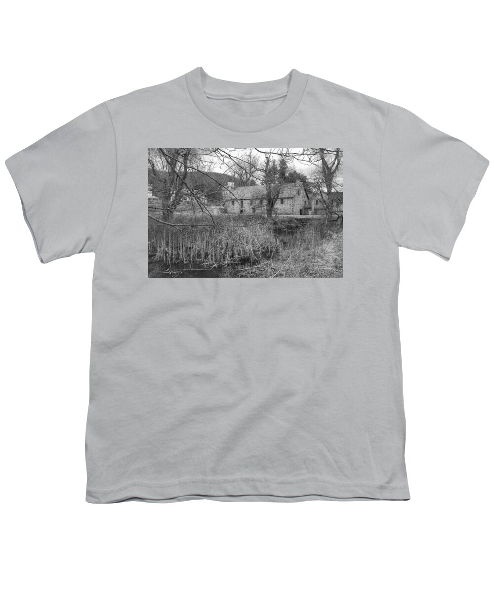 Waterloo Village Youth T-Shirt featuring the photograph Stone and Reeds - Waterloo Village by Christopher Lotito