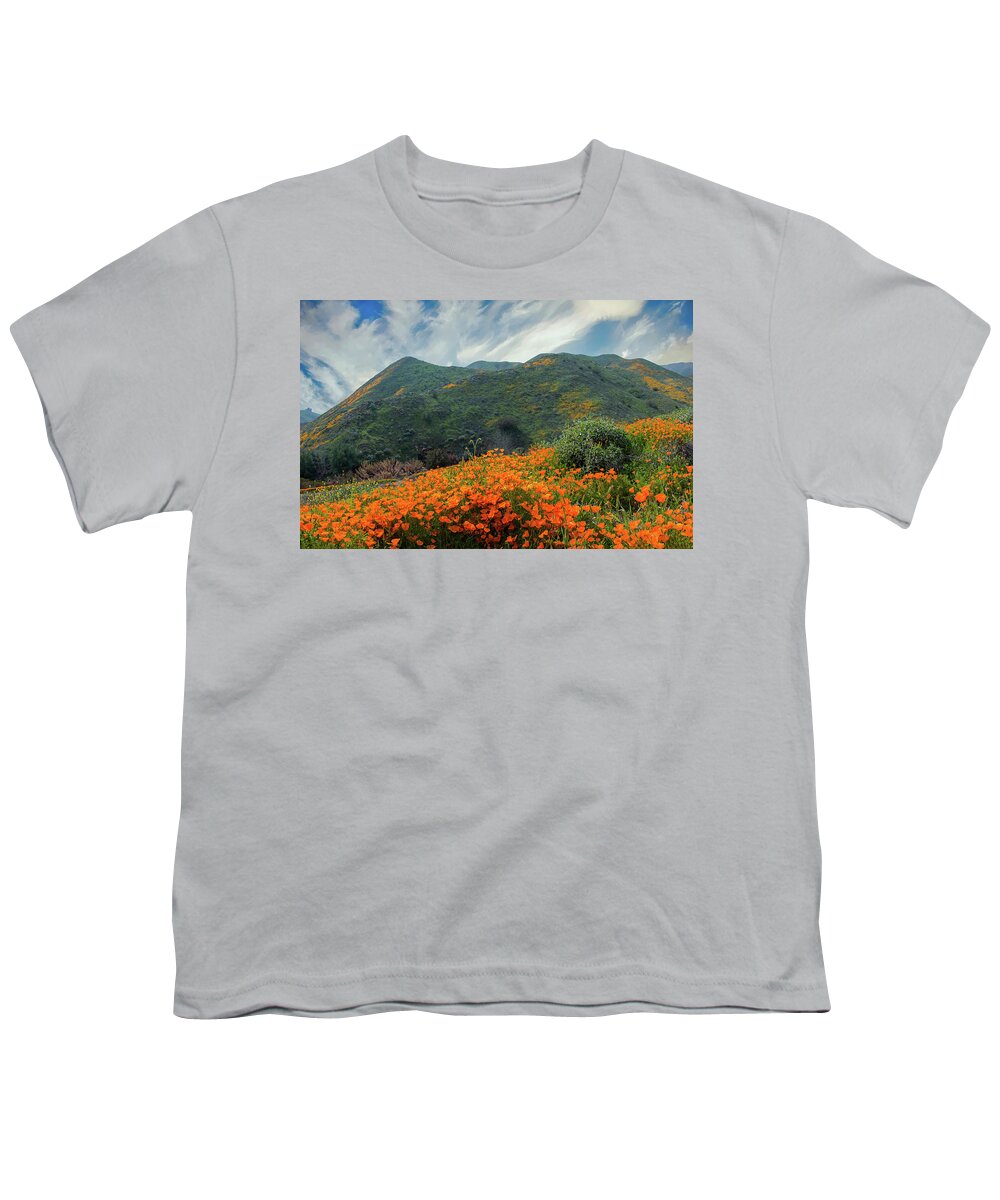 Poppies Youth T-Shirt featuring the photograph The Poppies of Walker Canyon by Lynn Bauer