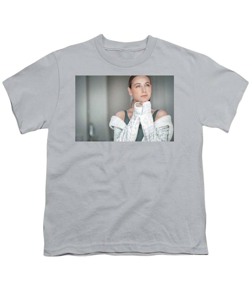 Apartment Youth T-Shirt featuring the photograph Beautiful thoughtful woman #1 by Anna Om