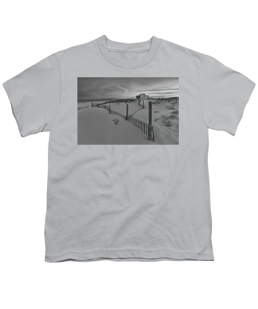 Nj Shore Youth T-Shirt featuring the photograph Judges Shack NJ Shore BW #1 by Susan Candelario