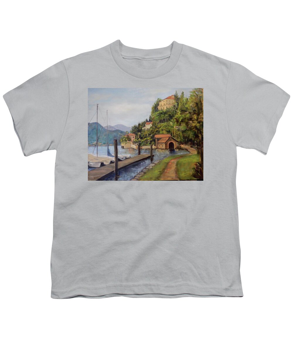Lake Orta Youth T-Shirt featuring the painting #483 Walk Along Lake Orta, Italy  #483 by Barbara Hammett Glover