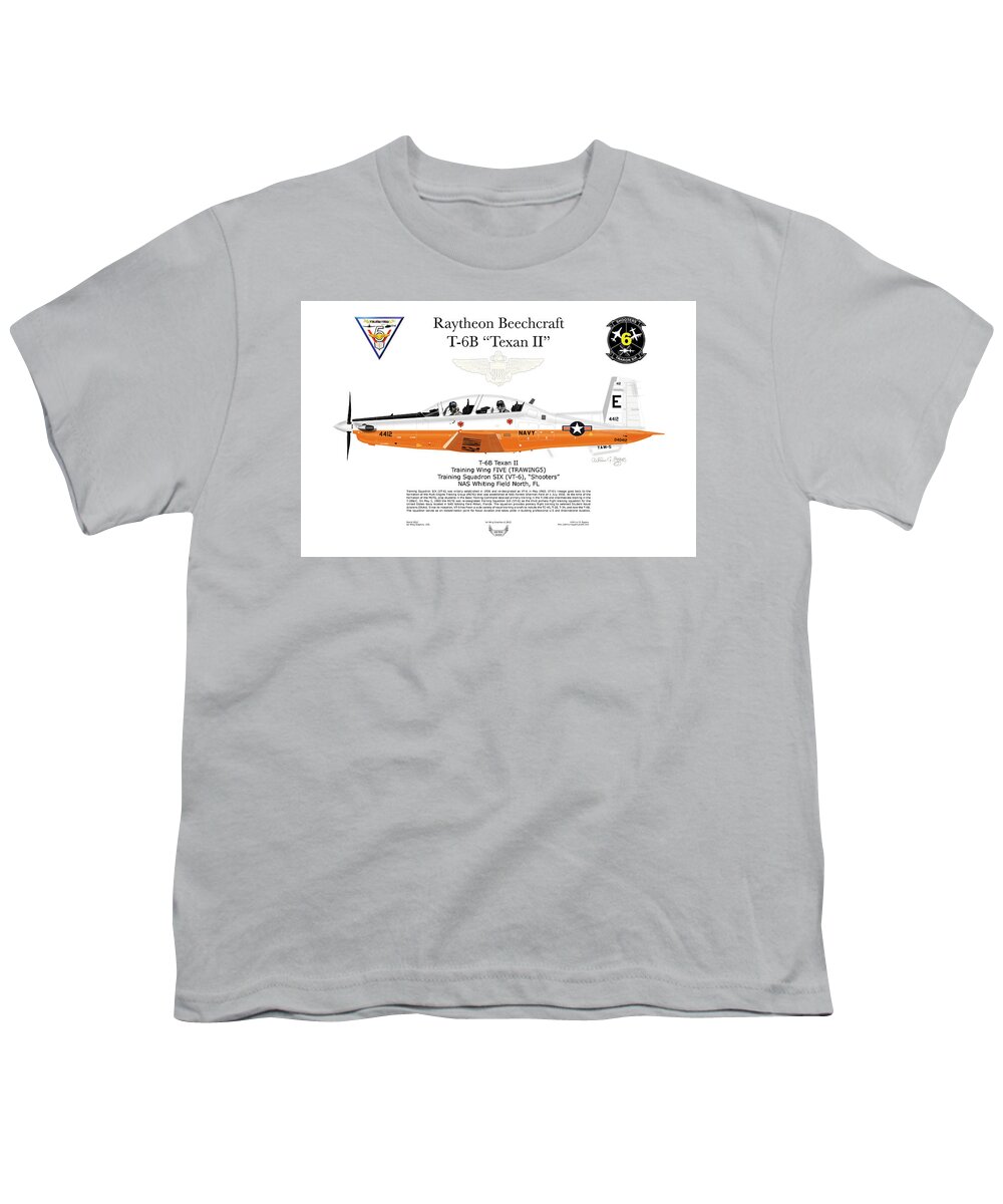 Raytheon Youth T-Shirt featuring the digital art Raytheon Beechcraft T-6B Texan II #7 by Arthur Eggers