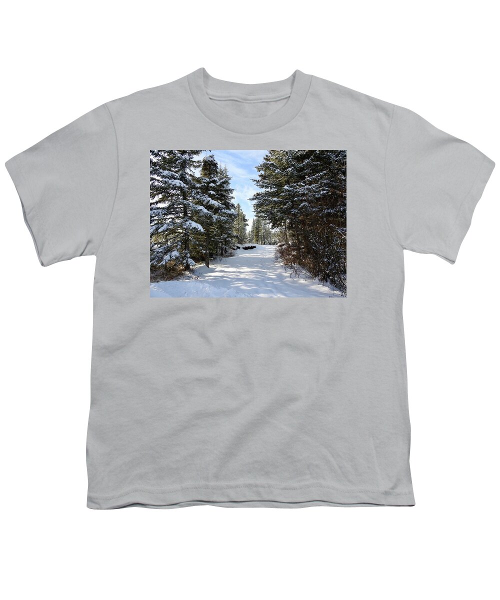 A Winter Trail Youth T-Shirt featuring the photograph A Winter Trail by Nicola Finch