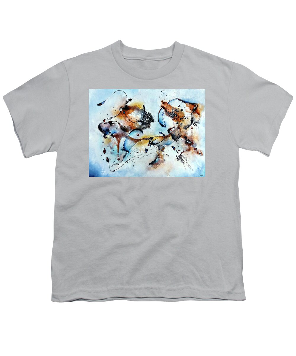 Abstract Watercolor Painting Youth T-Shirt featuring the painting Aerial Improvisation by Wolfgang Schweizer