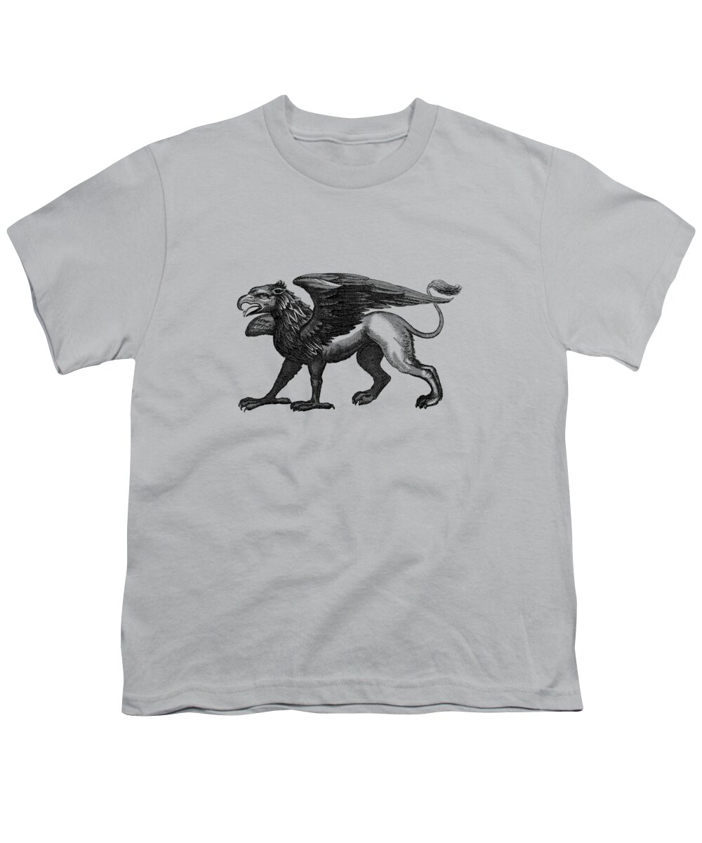 Gryphon Youth T-Shirt featuring the digital art Mythical Griffin by Madame Memento