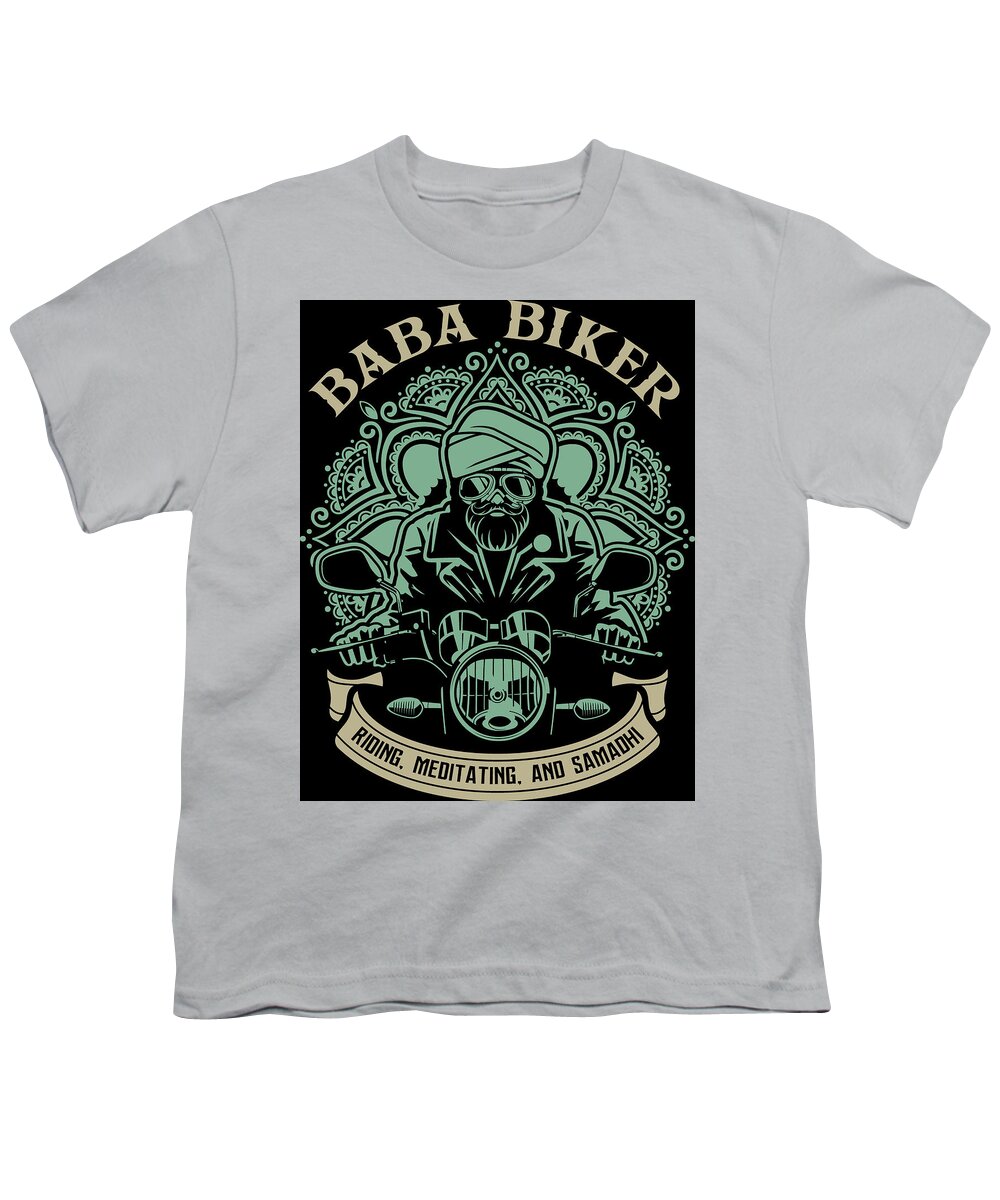 Baba Youth T-Shirt featuring the digital art Baba Biker by Long Shot