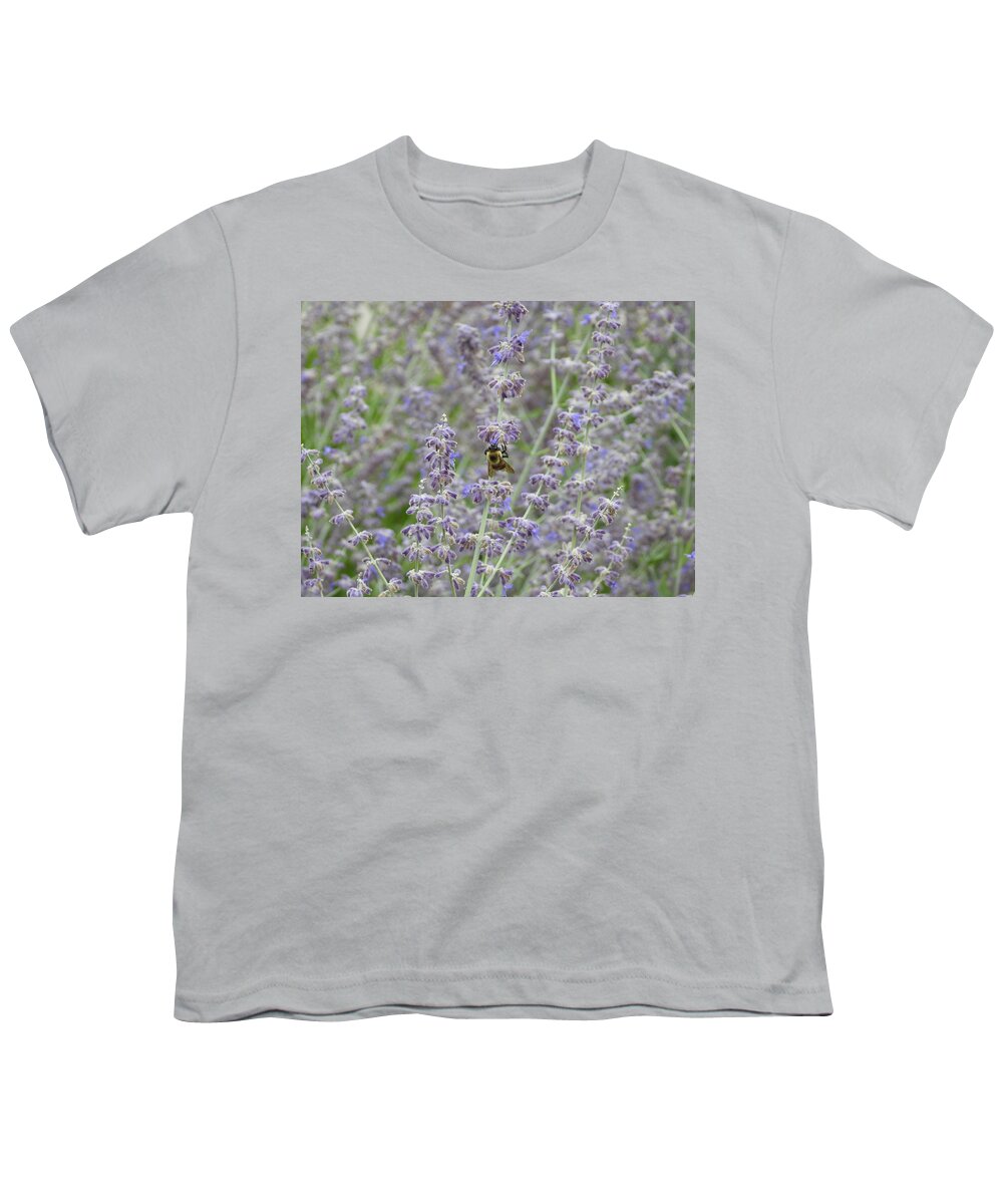 Bumble Bee Youth T-Shirt featuring the photograph Bumble Bee in the Lavender by Amanda R Wright