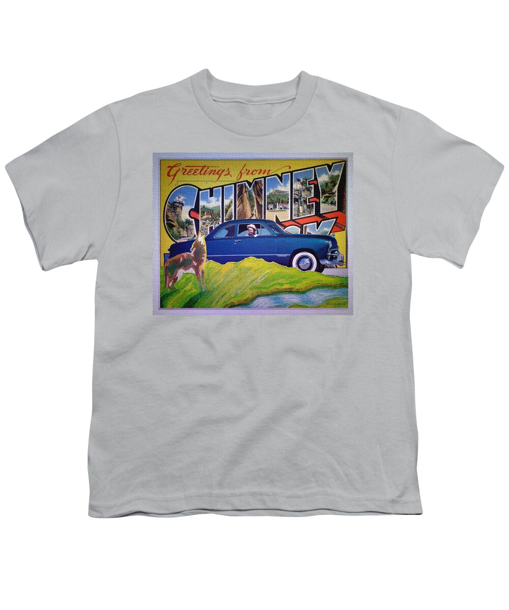Dixie Road Trips Youth T-Shirt featuring the digital art Dixie Road Trips / Chimney Rock by David Squibb