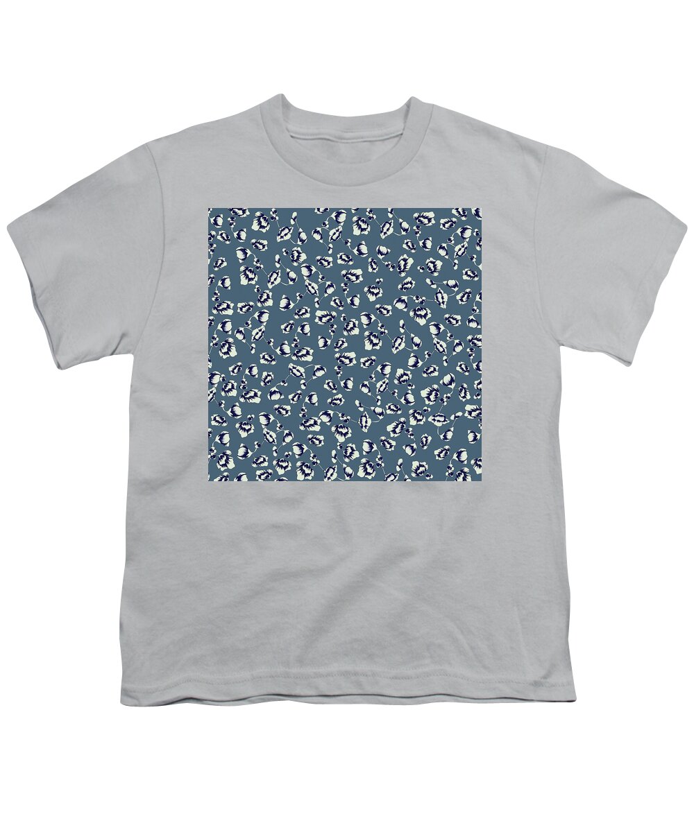 Floral Youth T-Shirt featuring the digital art Chinoiserie Blue Floral by Sand And Chi