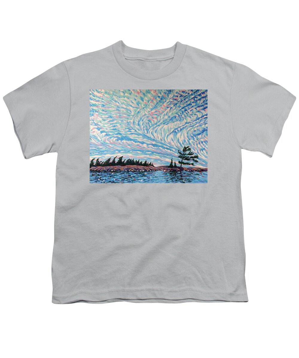 2515 Youth T-Shirt featuring the painting Cirrus Sky Script by Phil Chadwick