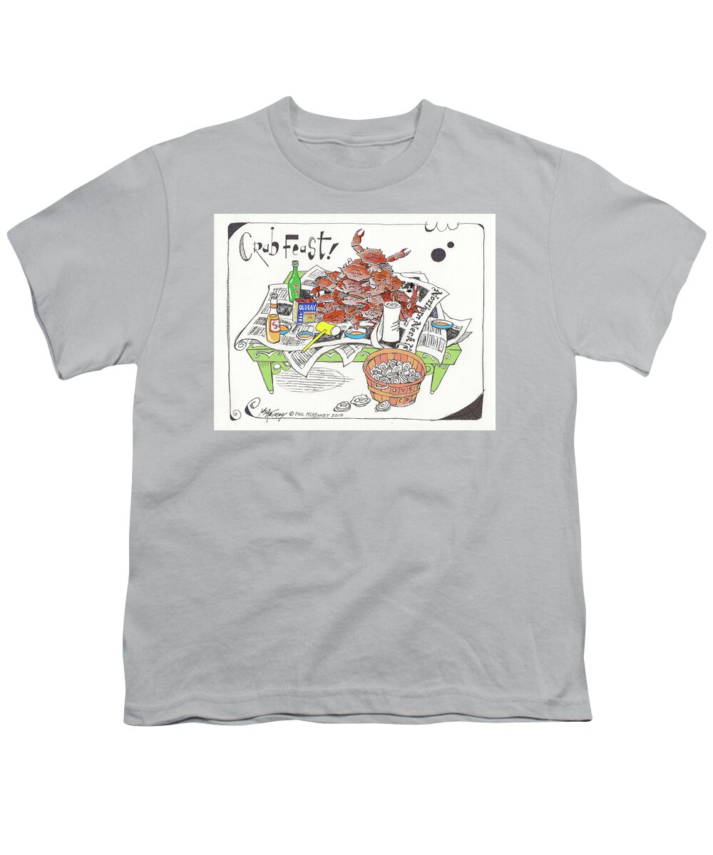  Youth T-Shirt featuring the drawing Crab Feast by Phil Mckenney