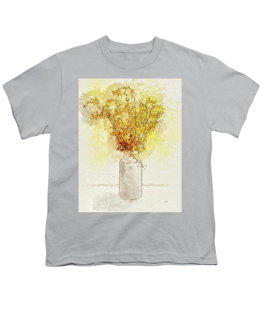 Forsythia Youth T-Shirt featuring the digital art Cut Forsythia by Lois Bryan