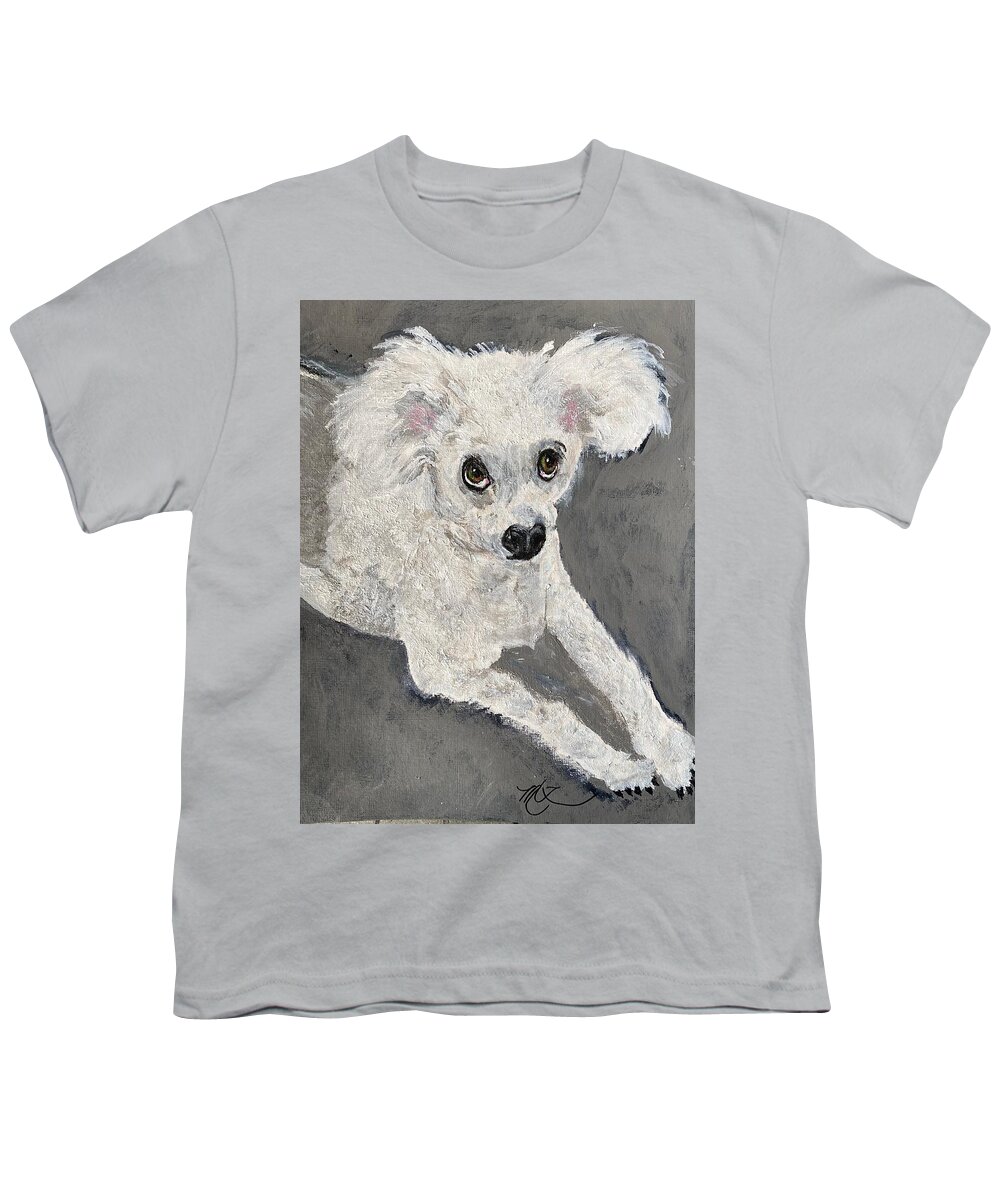 Dog Youth T-Shirt featuring the painting Diamonique the Poodle by Melody Fowler