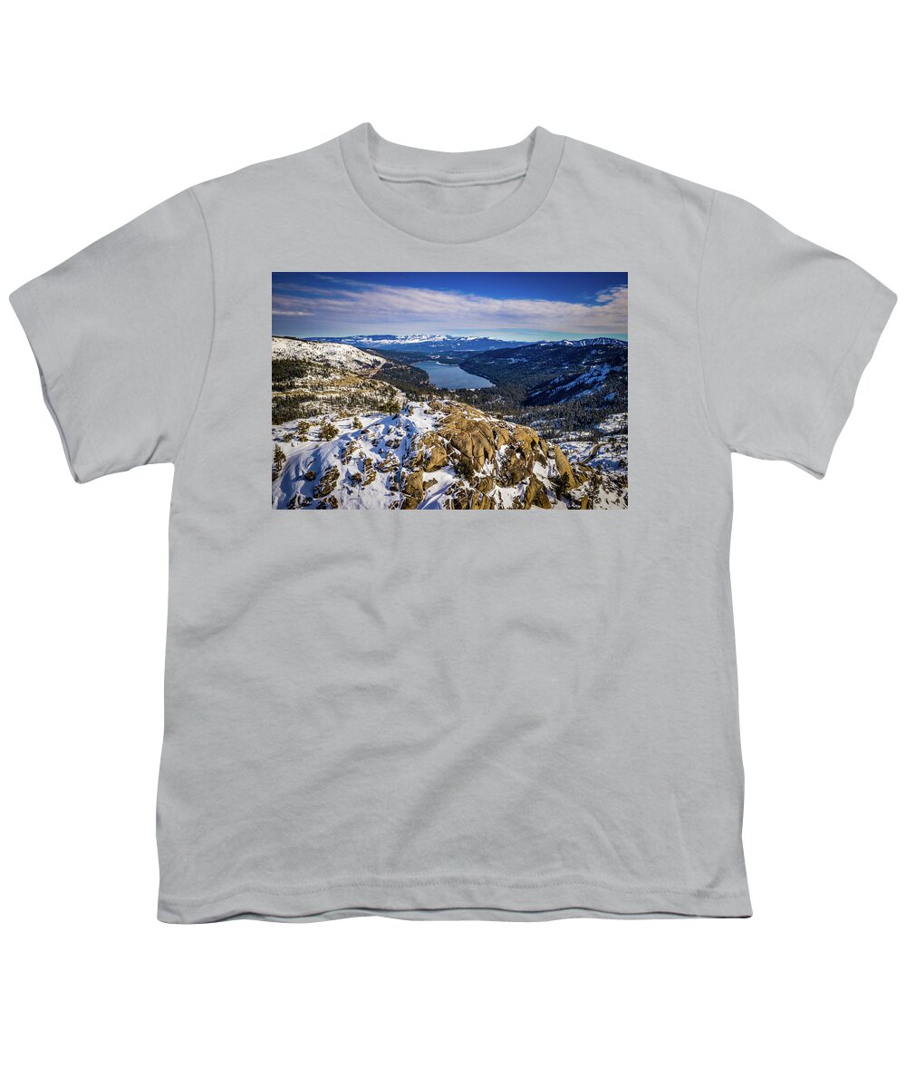 Drone Youth T-Shirt featuring the photograph Donner Aerial 3 by Clinton Ward