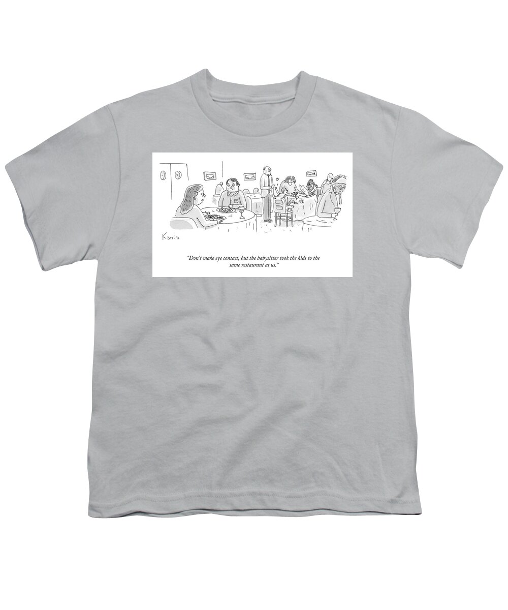 “don’t Make Eye Contact Youth T-Shirt featuring the drawing Don't Make Eye Contact by Zachary Kanin