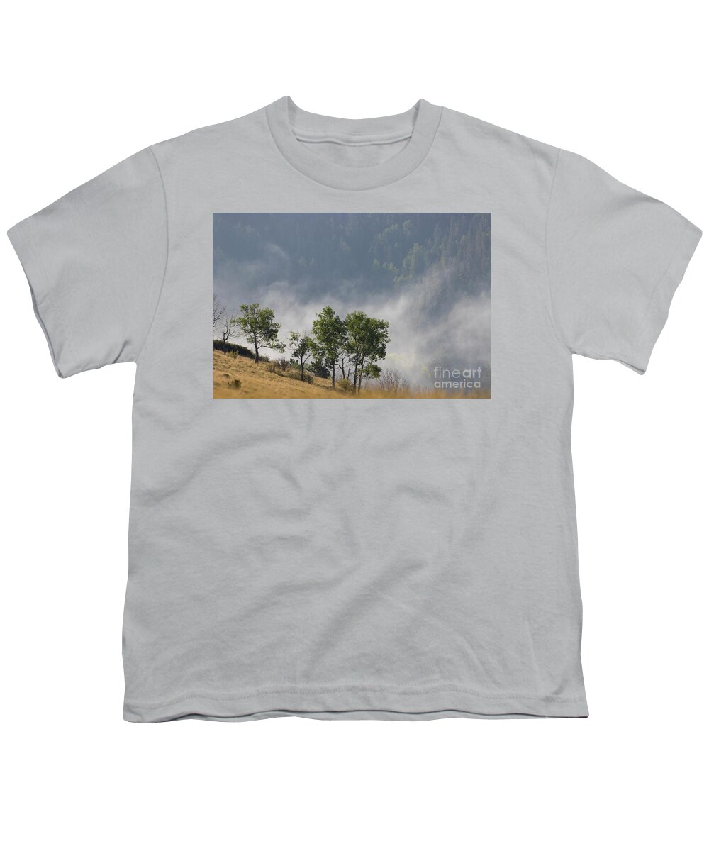 Fog Youth T-Shirt featuring the photograph Foggy Background on Grouse Mountain by Steven Krull