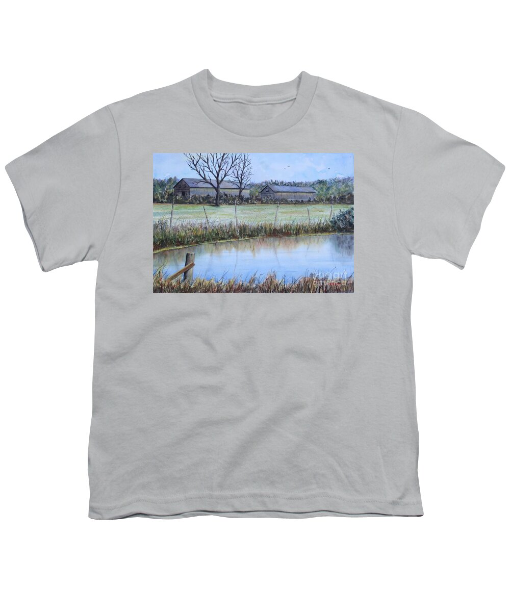 Pond Youth T-Shirt featuring the painting Frog Hollow Pond by Joseph Burger