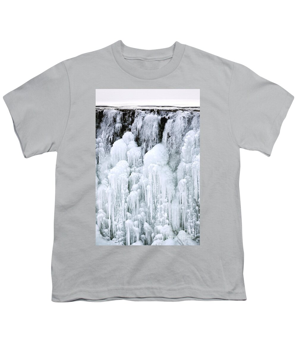 Ice Youth T-Shirt featuring the photograph Frozen Water Fall by Olivier Le Queinec