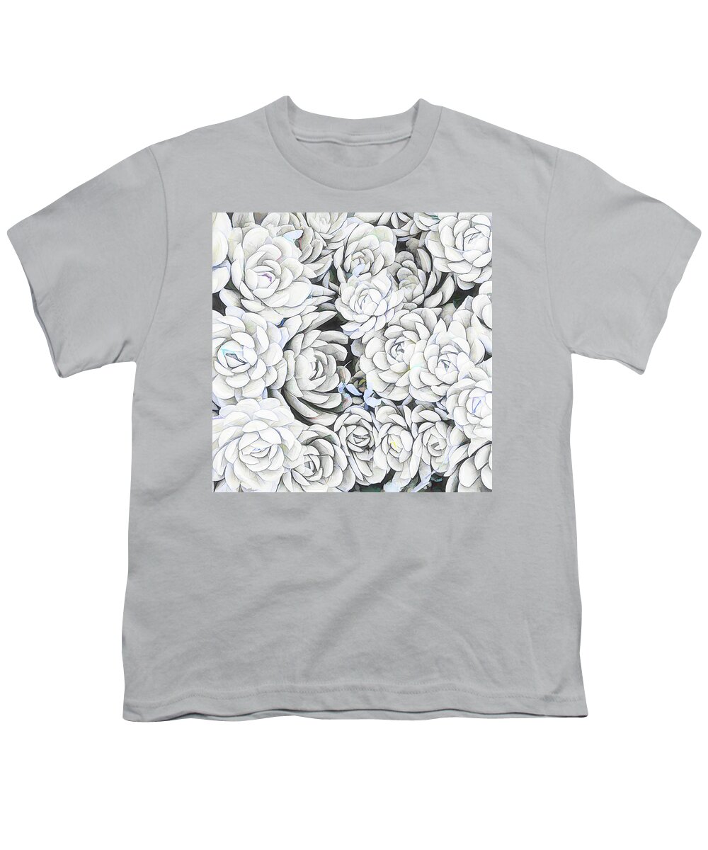 Drawing Youth T-Shirt featuring the photograph Garden Succulent Botanicals I Drawing by Debra and Dave Vanderlaan