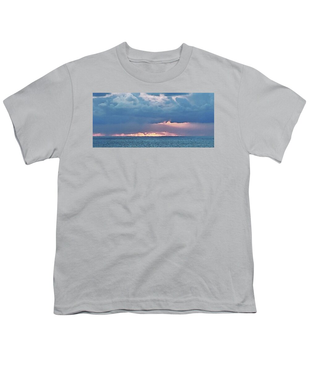 Sunset Youth T-Shirt featuring the digital art Gorgeous Sunset Above The Ocean Beautiful Lights Seascape Beach Art VIII by Irina Sztukowski