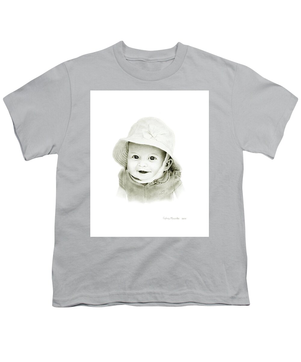 Portrait Youth T-Shirt featuring the drawing Heidi, M. by Conrad Mieschke