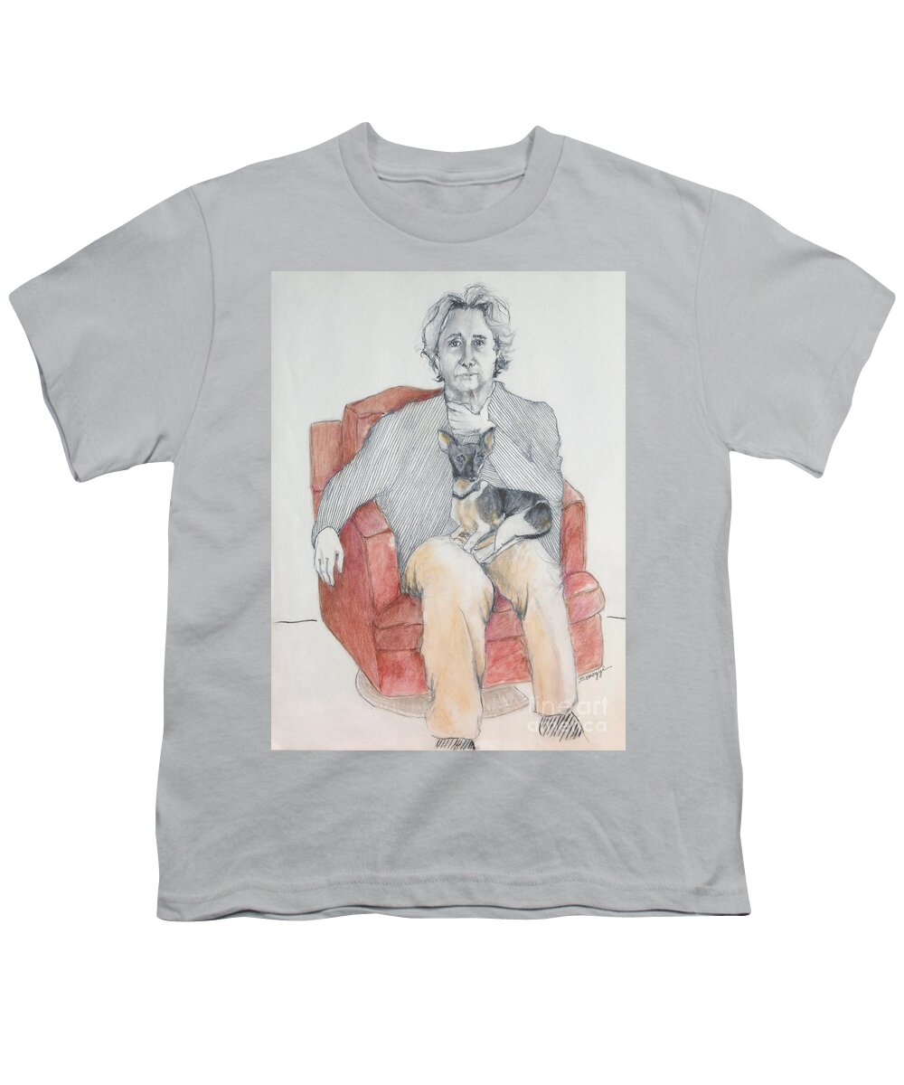 Dog Youth T-Shirt featuring the drawing Irving . . . Oh, and Steve by Jayne Somogy