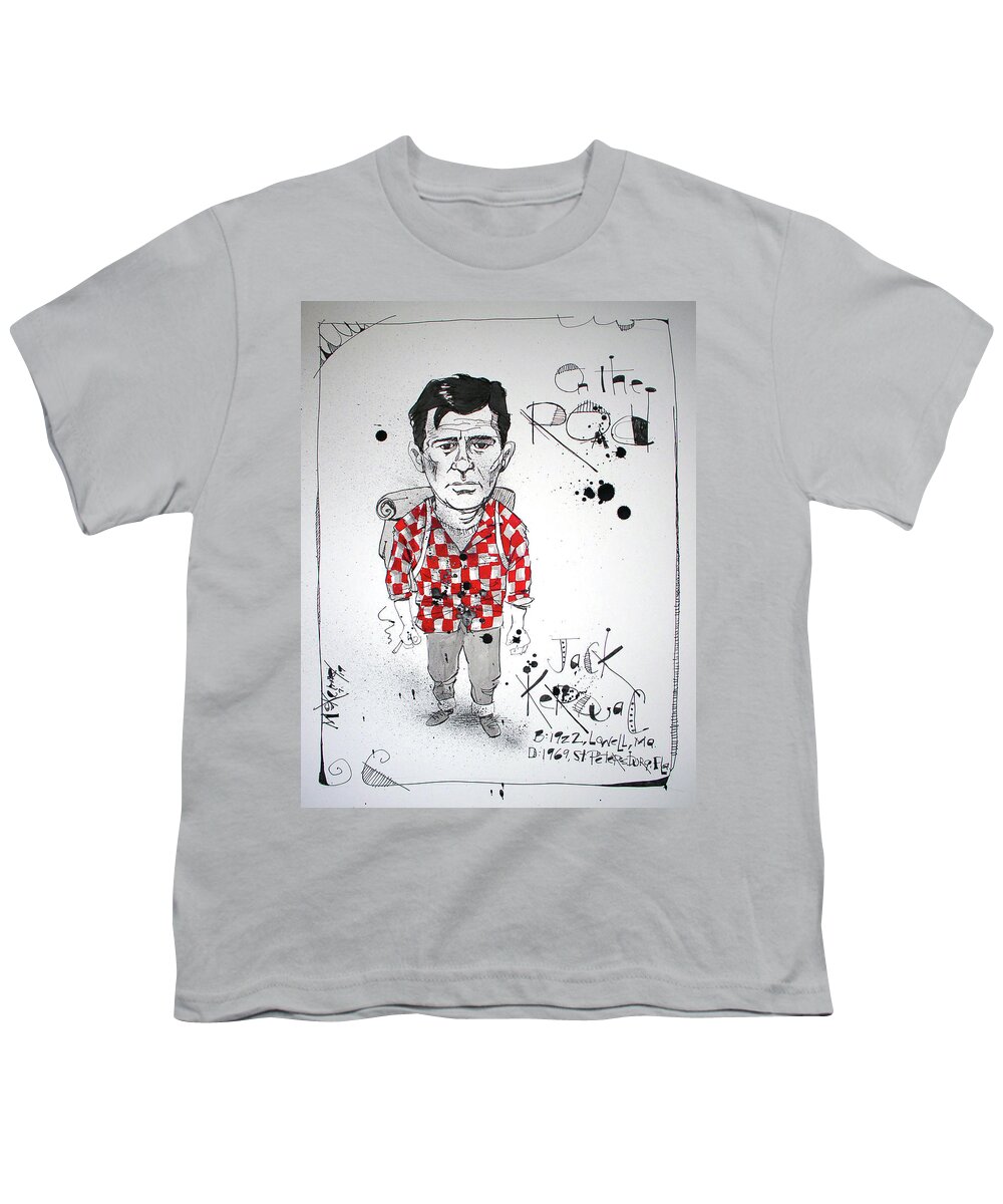  Youth T-Shirt featuring the drawing Jack Kerouac by Phil Mckenney