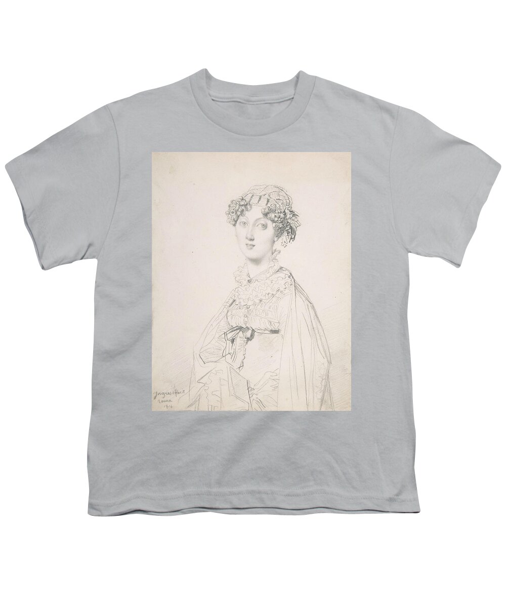 19th Century Art Youth T-Shirt featuring the drawing Lady Mary Cavendish-Bentinck by Jean-Auguste-Dominique Ingres