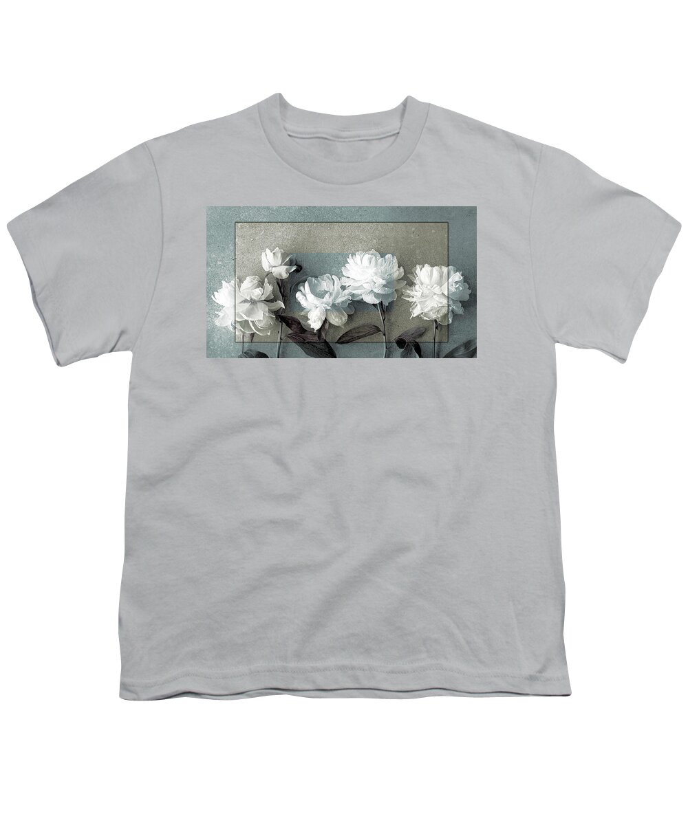 White Peonies Youth T-Shirt featuring the photograph Last Peonies of the Season by Susan Maxwell Schmidt