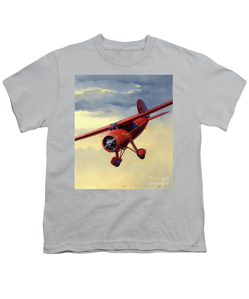 Aviation Youth T-Shirt featuring the painting Lockheed Vega by Jack Fellows