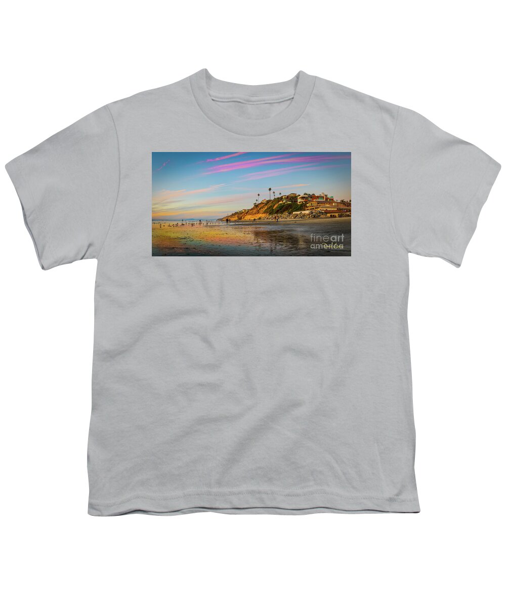 Beach Youth T-Shirt featuring the photograph Low Tide Colors at Moonlight Beach by David Levin