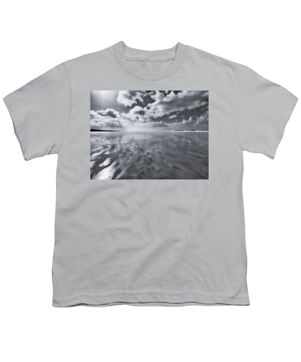 Black And White Photography Youth T-Shirt featuring the photograph Low Tide on Combers Beach by Allan Van Gasbeck