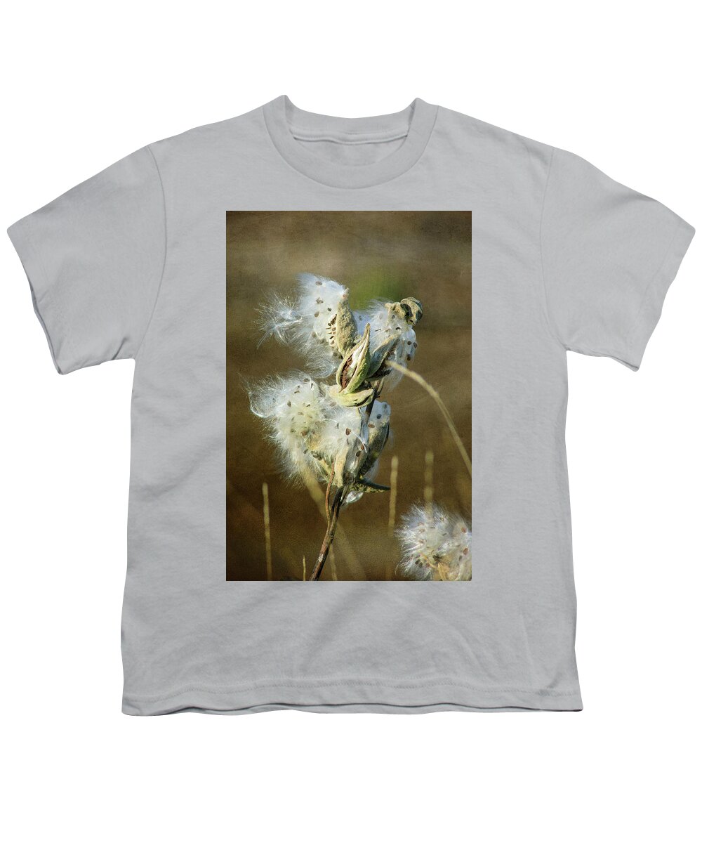 Milkweed Youth T-Shirt featuring the photograph Milkweed Fluff by Mary Lee Dereske
