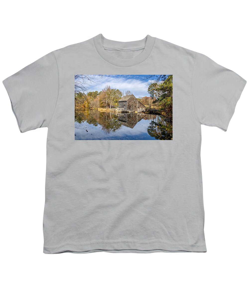 Reflection Youth T-Shirt featuring the photograph Mill holiday reflection by Rick Nelson