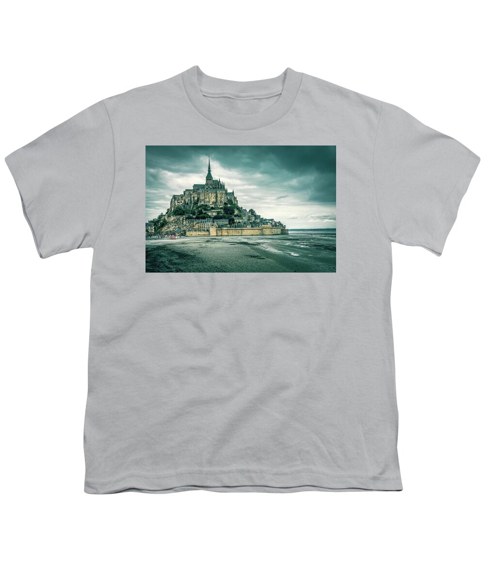 Horizontal Youth T-Shirt featuring the photograph Mont-Saint-Michel in Normandy by Benoit Bruchez