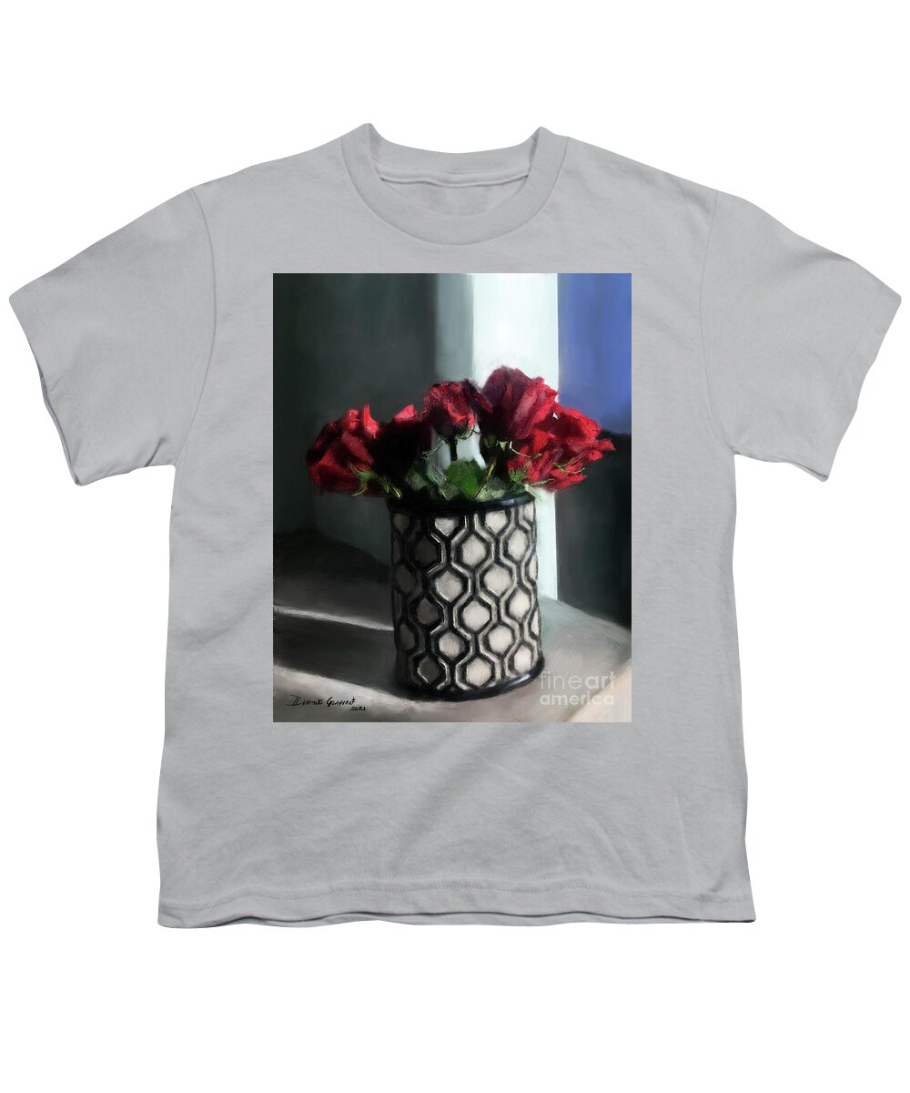 Dwayne Glapion Youth T-Shirt featuring the digital art Moonlit Roses by Dwayne Glapion