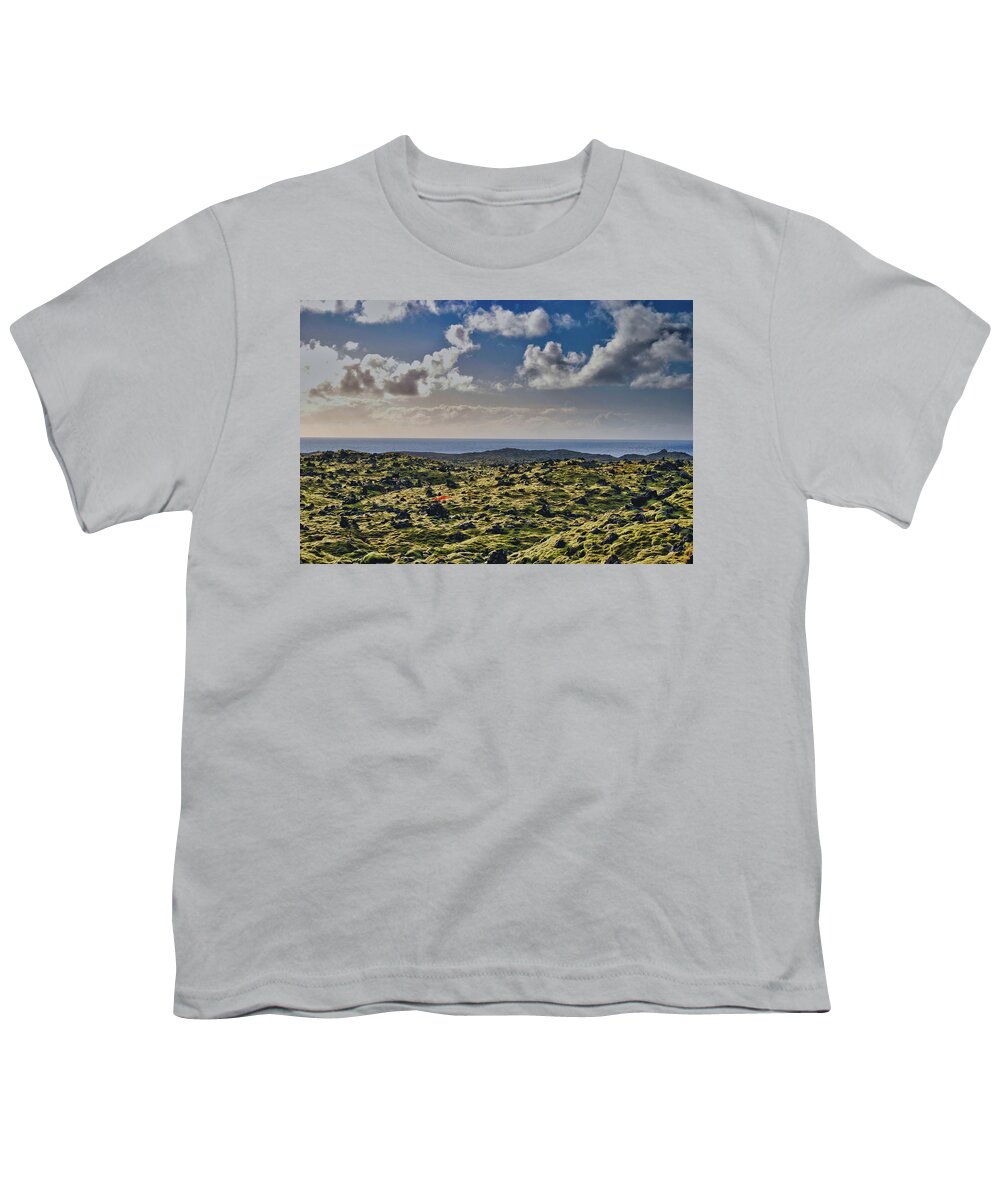 Iceland Youth T-Shirt featuring the photograph Moss by the Sea by Judy Cuddehe